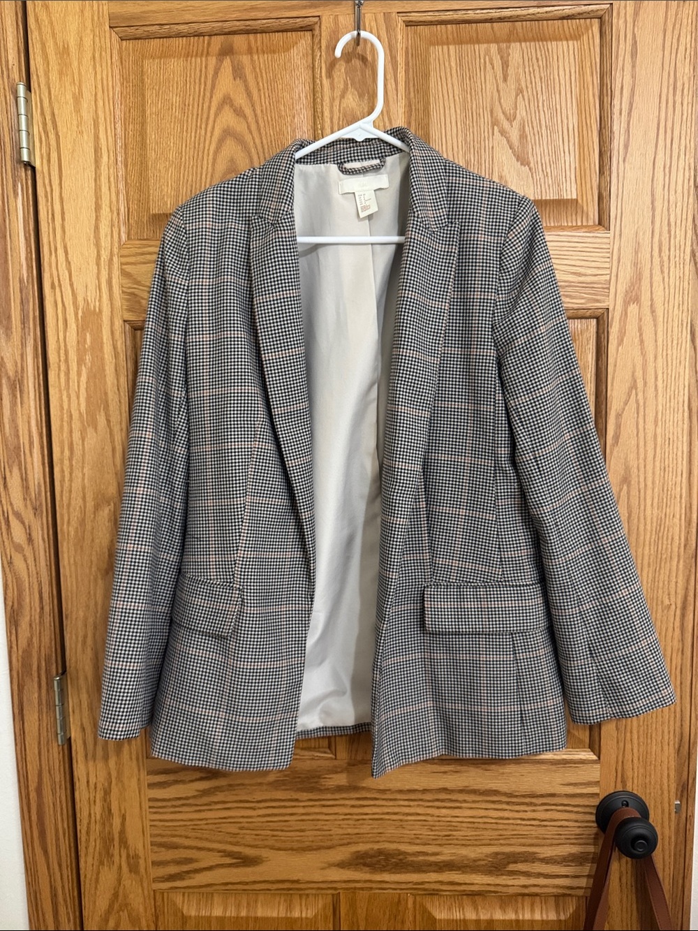 H&M Black & Cream with Brown accent Check Blazer